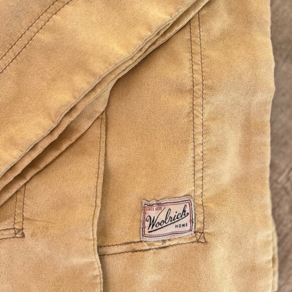 PAIR WOOLRICH  King Size Pillow Shams Ultra Suede Tan Flanged Western 39" x 24" - Picture 13 of 14